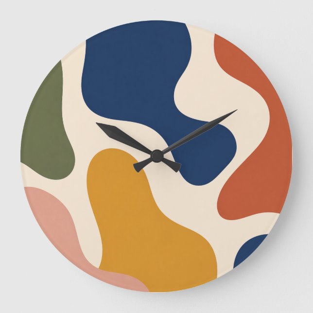 Relógio Grande Mid-Century Modern Abstract Organic Shape Clock (Frente)