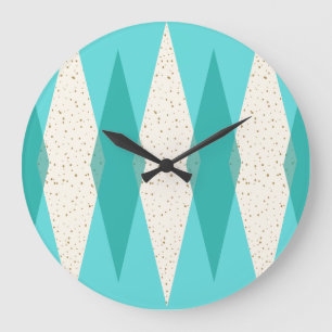 Relógio Grande Mid Century Modern Argyle Round Wall Clock