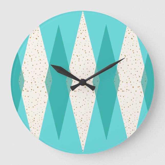 Relógio Grande Mid Century Modern Argyle Round Wall Clock (Frente)