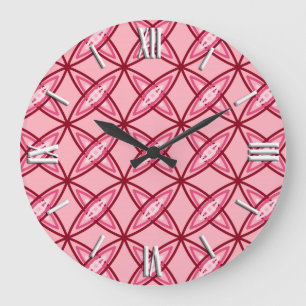 Relógio Grande Mid Century Modern Atomic Print - Ballet Pink