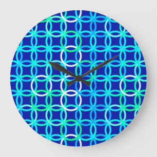 Relógio Grande Mid-Century Modern circles, cobalt & peacock