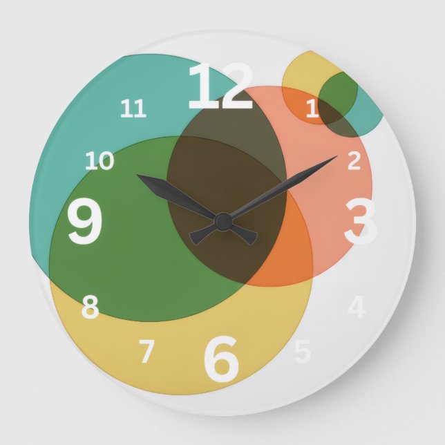 Relógio Grande Mid-Century Modern Geometric Circles Retro Abstrac (Frente)