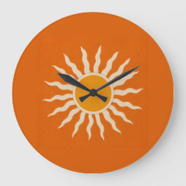 Relógio Grande Mid-Century Modern Terracotta Sunburst Clock