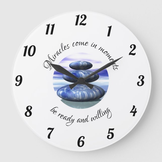 Relógio Grande Milagres vêm em momentos Azul e Branco (Frente)