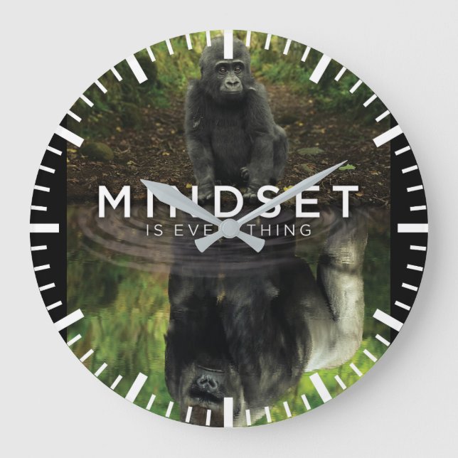 Relógio Grande Mindset Is Everything - Gorilla Motivational (Frente)
