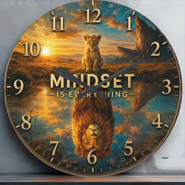 Relógio Grande Mindset Is Everything Lion  (Criador carregado)