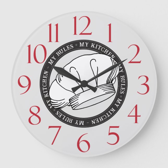 Relógio Grande Minha Cozinha Minhas Regras Citam Cozinha Branca d (Frente)