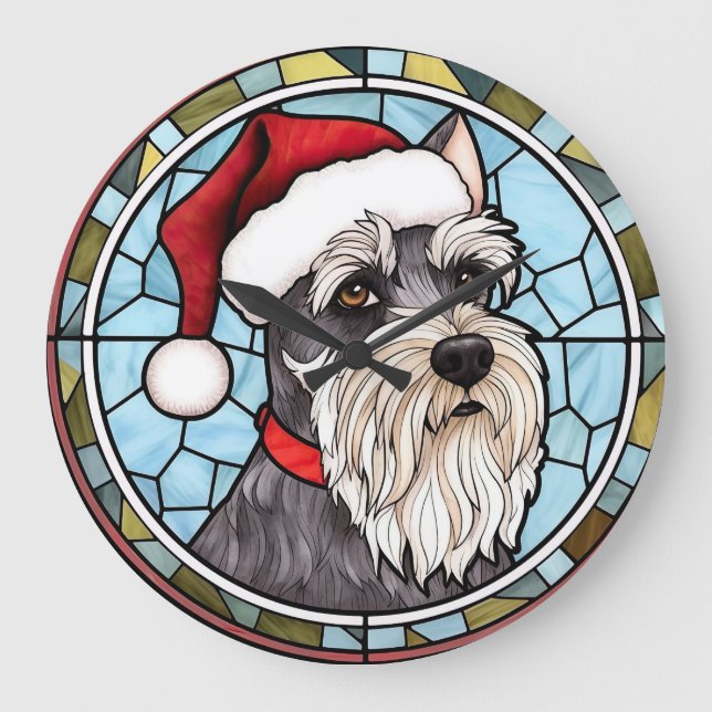 Relógio Grande Miniatura Schnauzer - Natal De Vidro (Frente)