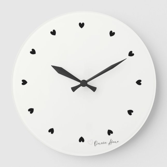 Relógio Grande Minimal Black Heart Wall Clock (Frente)
