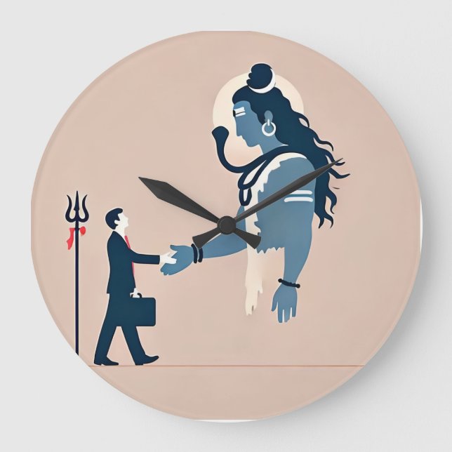 Relógio Grande minimalism image of an ordinary person greeting go (Frente)