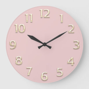 Relógio Grande Minimalismo Rosa Dourado com Efeito 3D
