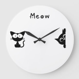 Relógio Grande Minimalist Cat Wall Clock