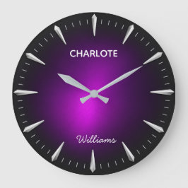 Relógio Grande Minimalist Contemporary Modern Purple