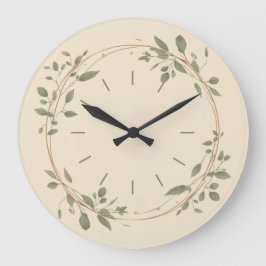 Relógio Grande Minimalist Green Botanical Wall Clock