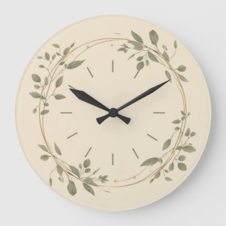Relógio Grande Minimalist Green Botanical Wall Clock