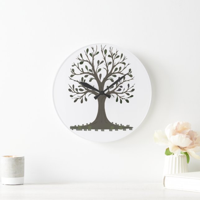 Relógio Grande 🌳 Minimalist Tree of Life Wall Clock - Modern Nat (Lar)