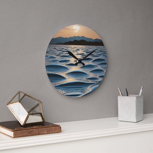Relógio Grande Minimalist Waves at Dawn (Escritório)