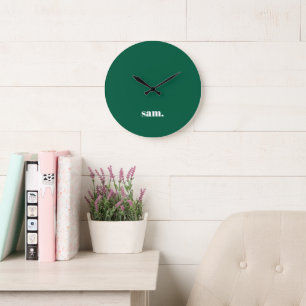 Relógio Grande Minimalista texto personalizado negrito verde