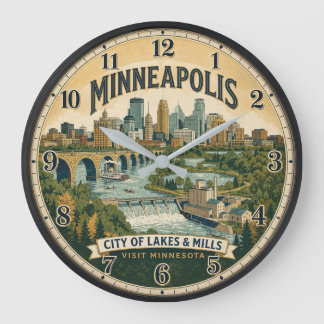 Relógio Grande Minneapolis Minnesota City of Lakes Travel Poster
