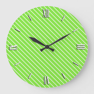 Relógio Grande Minstras diagonais - verde limão e branco