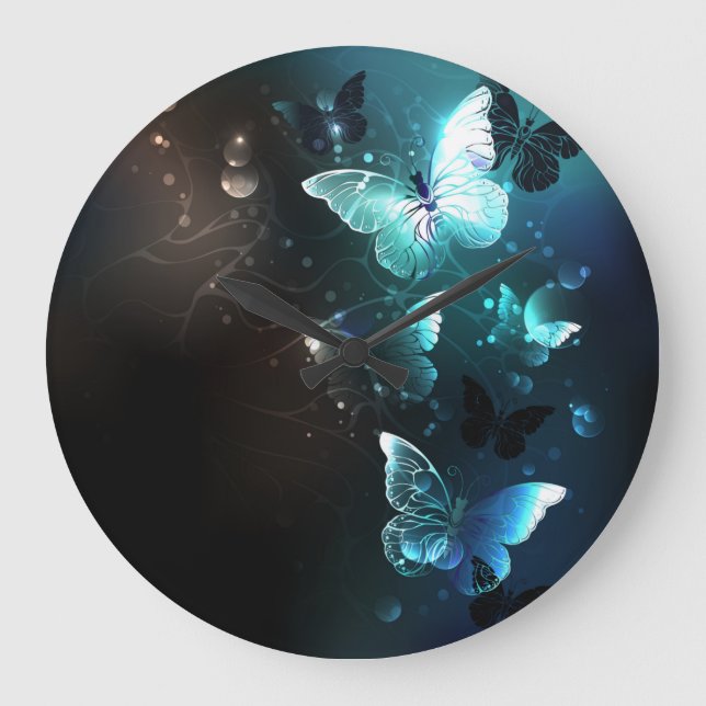 Relógio Grande Mint Night Butterflies (Frente)