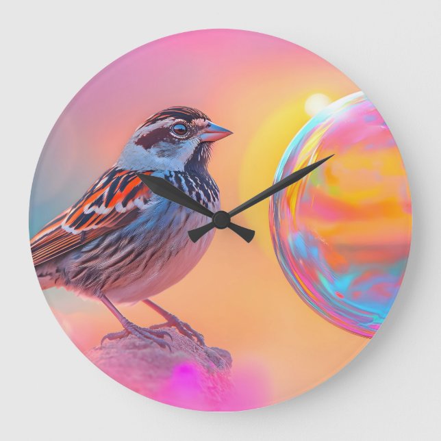 Relógio Grande Minúscula colorida e bolha arco-íris (Frente)