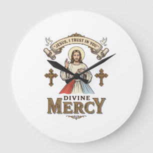 Relógio Grande Misericórdia Divina Jesus Gravura Vintage Camisa R