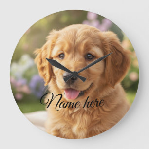 Relógio Grande Modelo de foto de nome de animal de estimação simp