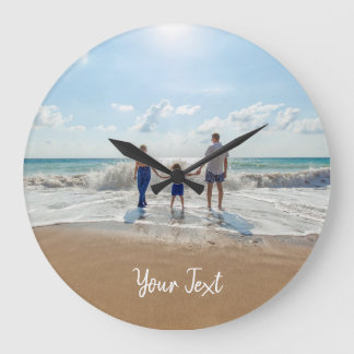 Relógio Grande Modelo de Foto Personalizada e Texto Personalizado