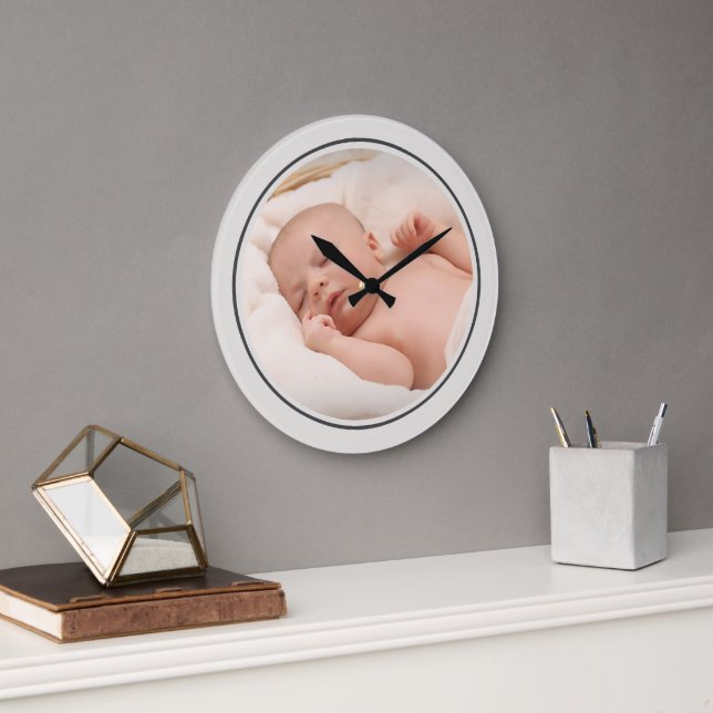 Relógio Grande Modelo de Foto Simples Moldura Personalizada (Escritório)