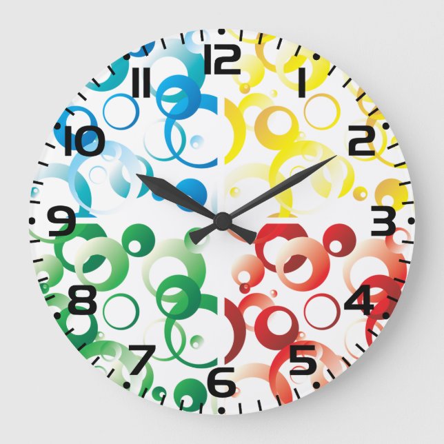 Relógio Grande Modern Abstract Colorful Bubbles Geometric Pattern (Frente)
