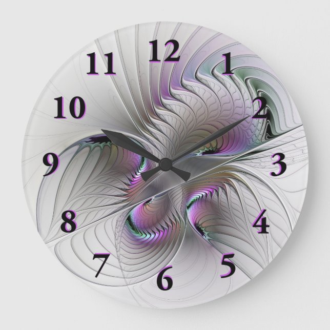 Relógio Grande Modern Abstrato Shy Fantasy Figura Arte Fractal (Frente)