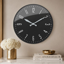 Relógio Grande Modern Black Minimalist Custom Contemporary Office