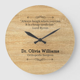Relógio Grande Modern Doctor Name Designation Quote Wooden Shade