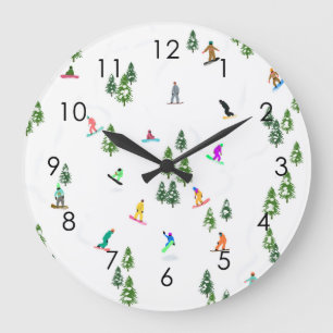 Relógio Grande Modern Freeride Snowboarder Art