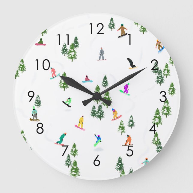 Relógio Grande Modern Freeride Snowboarder Art (Frente)