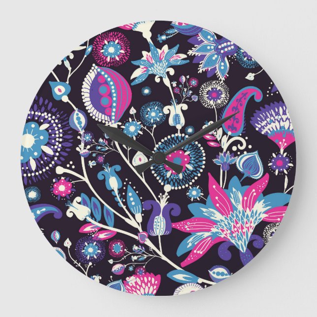 Relógio Grande Modern paisley: padrão oriental tradicional. (Frente)