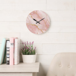 Relógio Grande Modern Rose Quartz Marble Gold