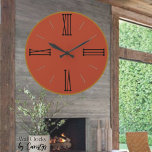 Relógio Grande Modern Terra Cotta com Dourado Trim<br><div class="desc">Terra Cotta moderna com Relógio de Parede Acrílica Trim Dourado. Um relógio quente terra cotta amassado com letras numéricas romanas aparadas em ouro. Um relógio clássico com uma nuvem minimalista moderna em um belo excelente sombreado para a queda, na terra quente aparada em ouro (se preferir, pode trocar a cor...</div>