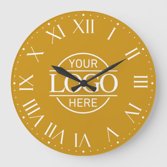 Relógio Grande Modern Yellow Branded Company Business Logo Custom (Frente)