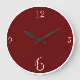 Relógio Grande Moderno Borgonha Maroon Vermelho Cor Sólida Minima