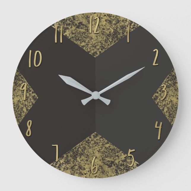 Relógio Grande Moderno Chic Dourado e Cinza (Frente)