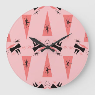Relógio Grande Moderno do século médio: Padrão Coral Rosa.