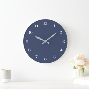 Relógio Grande Moderno Minimalista Chic Azul Marinho e Branco