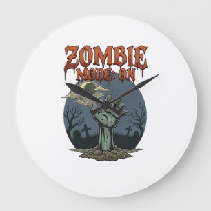 Relógio Grande Modo Zumbi Halloween Mão Lua Cemitério_1