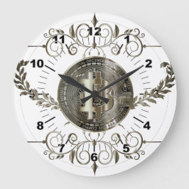 Relógio Grande Moeda Dourada Branco