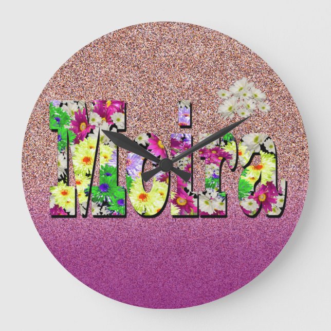 Relógio Grande Moira, Girls Name With Daisies,  Watch (Frente)