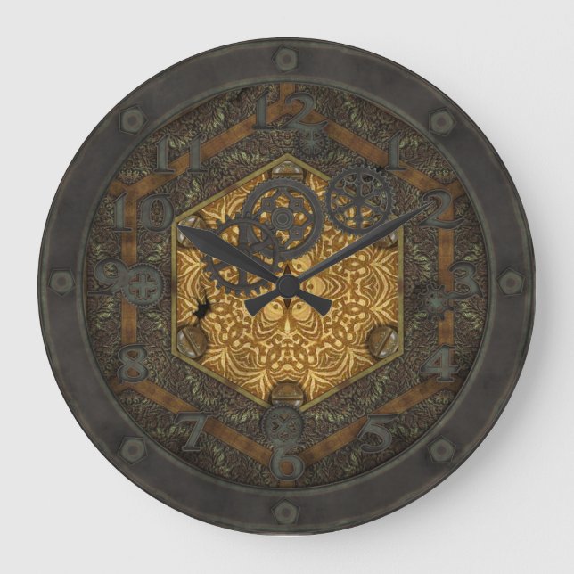 Relógio Grande Molduras Steampunk com rosto (Frente)
