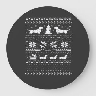 Relógio Grande Moletom de Natal para Dachshunds Modelo Camiseta C