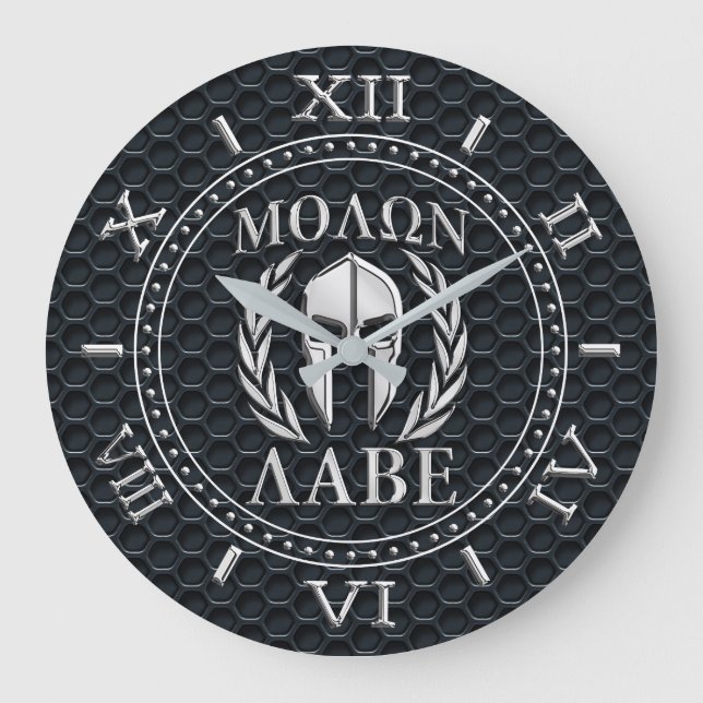 Relógio Grande Molon Labe Chrome Como Spartan Mask Dial Grille (Frente)